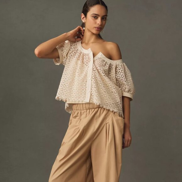 ANTHROPOLOGIE: Eyelet Top - Picture 2 of 5